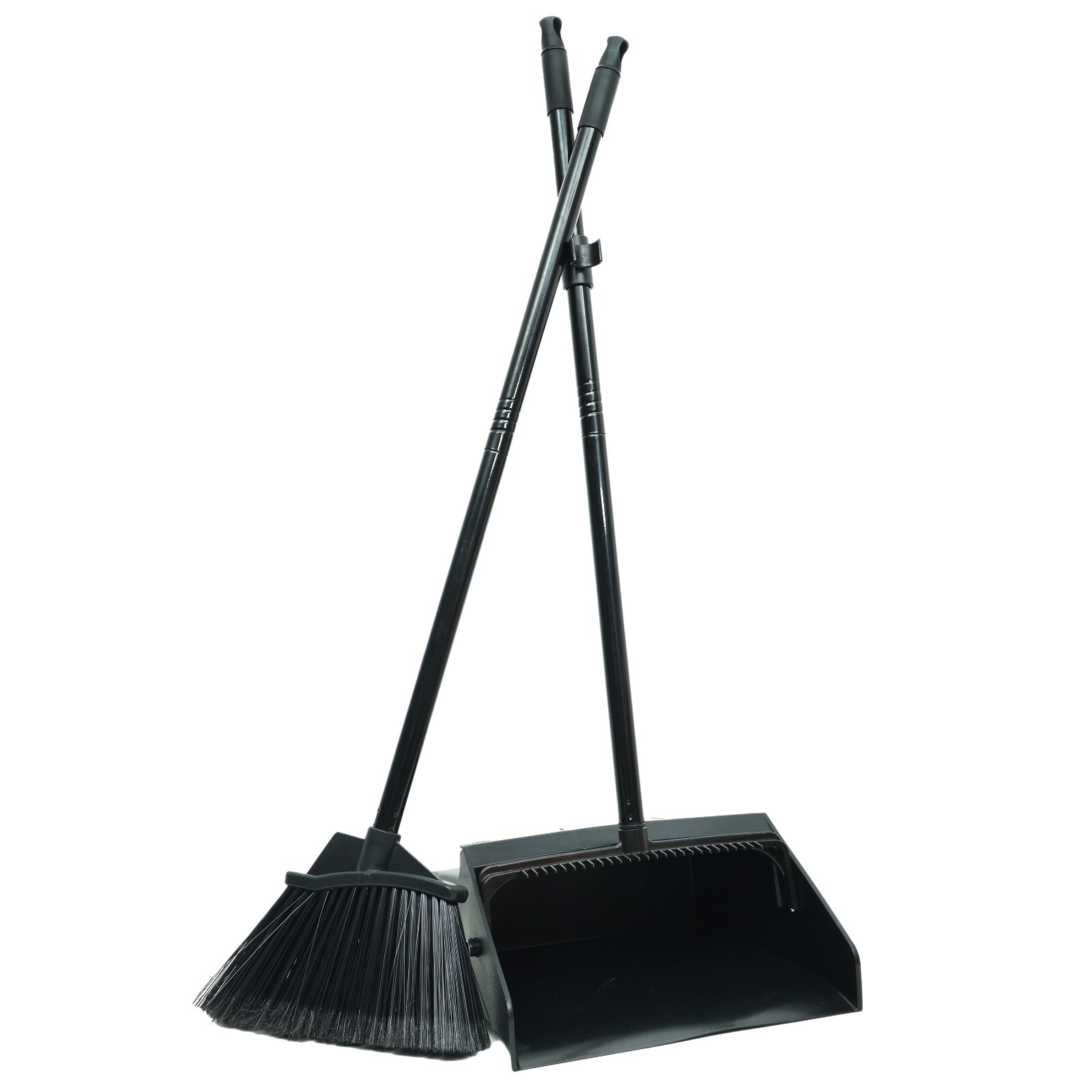 38″ Upright Lobby Broom and Dustpan Set for Home & Commercial Use, Black, 1 Set