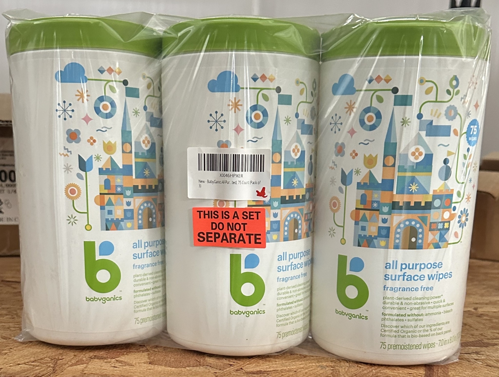 Babyganics All-Purpose Surface Wipes – Scent Free, Pack of 3