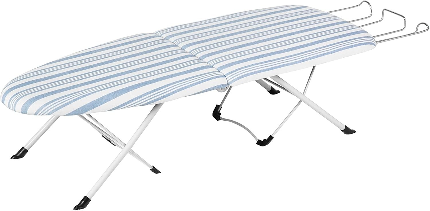 Folding Tabletop Ironing Board with Iron Rest, Blue, 32” L X 12” W, Steel Frame