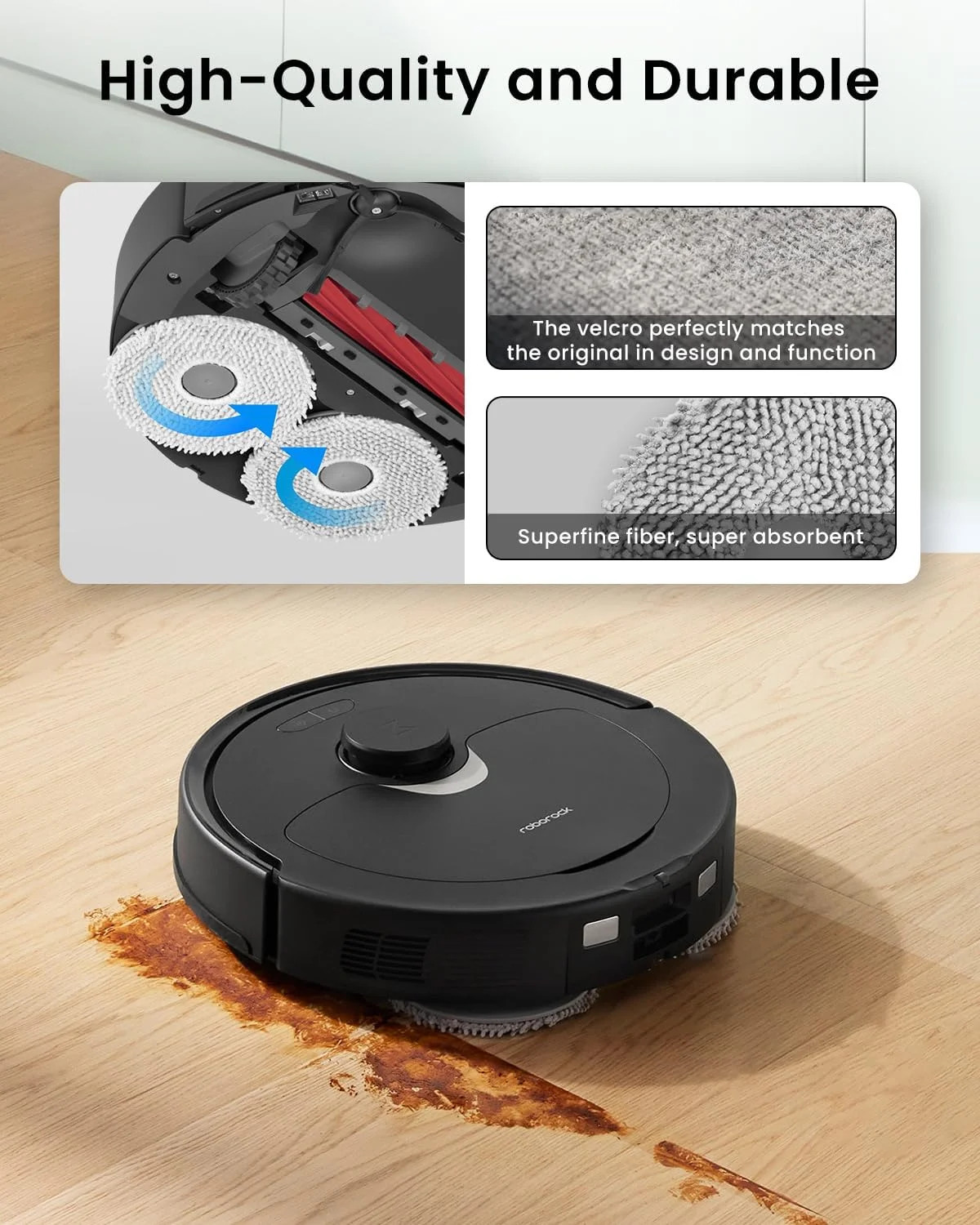 6Pcs Microfiber Mop Cloth Pad for Roborock Q Revo,Qrevo S,Qrevo Pro,Qrevo Master