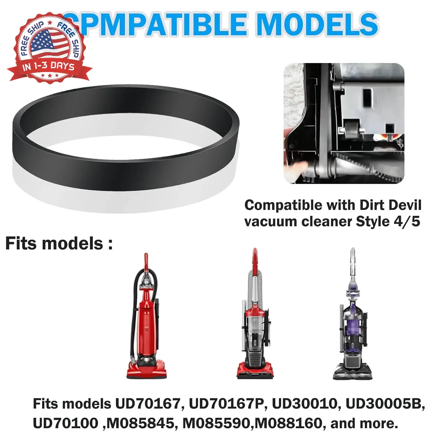 Vacuum Belt Replacement for Dirt Devil Style 4/5 Featherlite/Powerlite/Swivel Gl