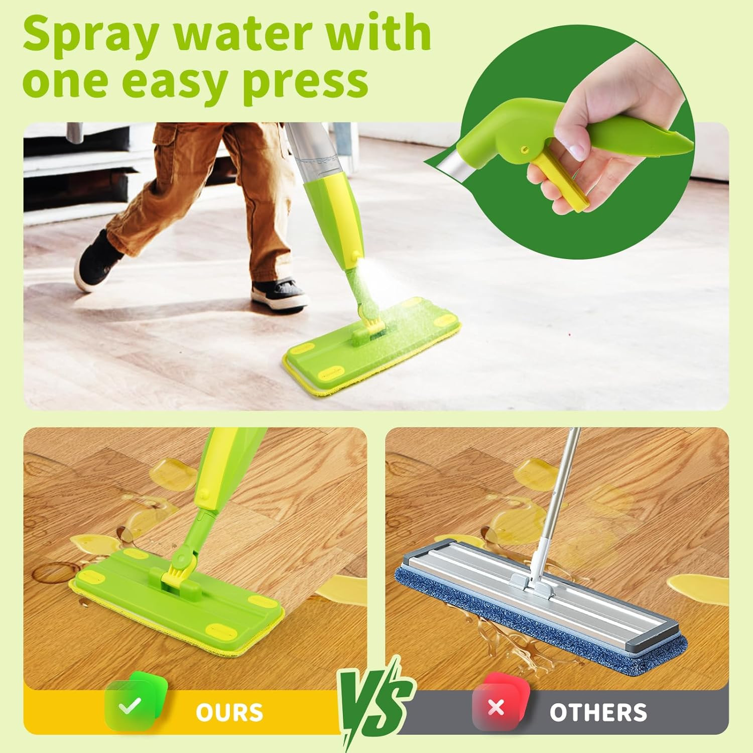 Kids Spray Mop, Fun & Functional Toddler Mop Cleaning Set,Real Working Mini Mop,