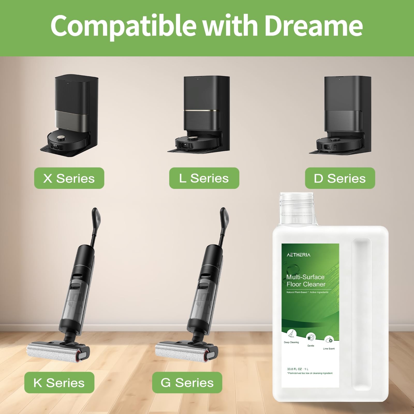 33.8 Fl oz Multi-Surface Floor Cleaning Solution for Dreame All Wet Dry Vacuu…