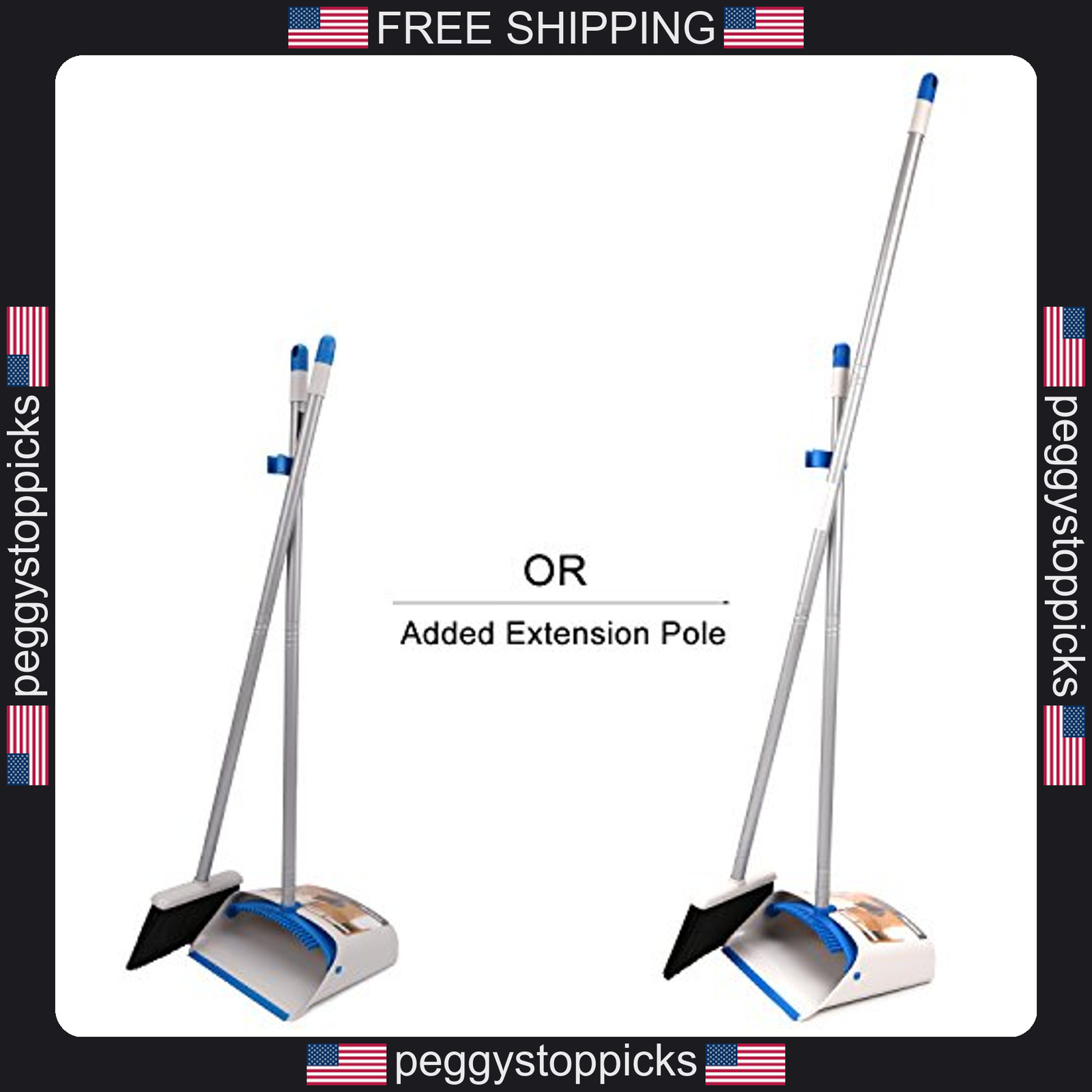 Extendable Floor Broom and Dustpan Set for Indoor Outdoor Cleaning