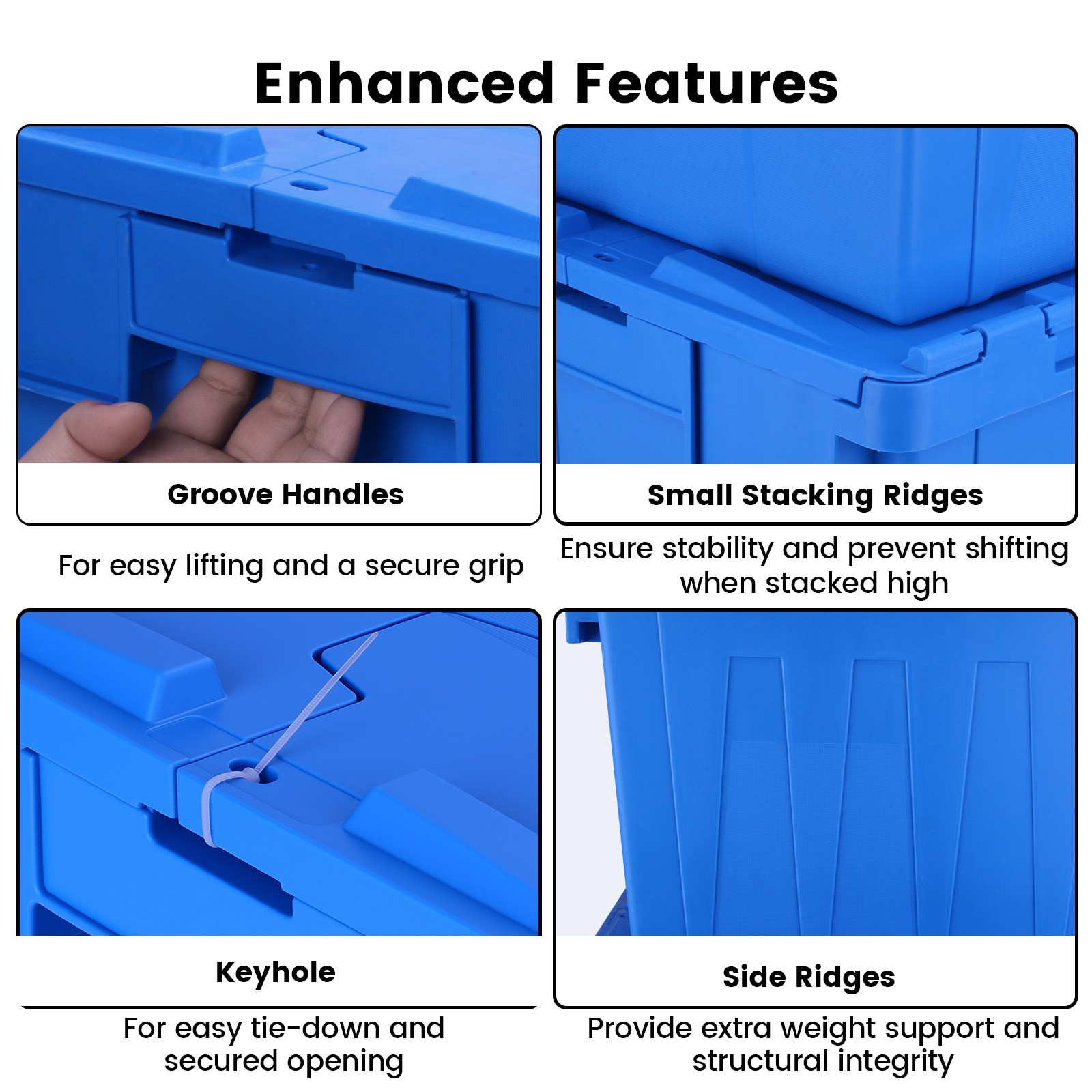 Storage Tote Distribution Container 24x16x13″ Hinged Lid Stackable Container Bin