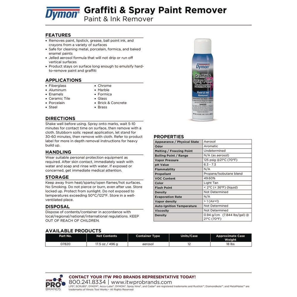 Dymon 07820 17.5 oz. Jelled Formula Graffiti/Paint Remover (12/CT) New