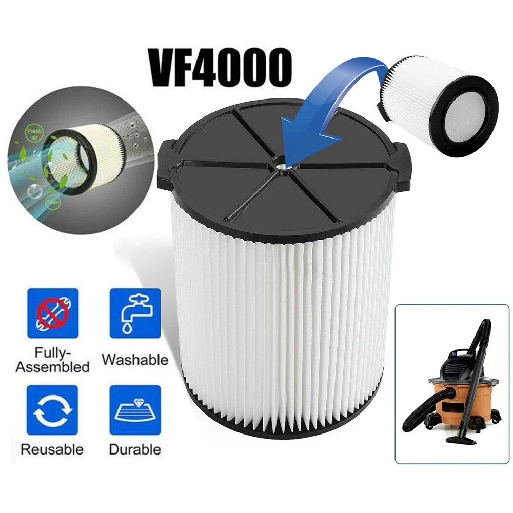 VF4000 Washable Pleated Filter – Replacement for RIDGID Wet/Dry Shop Vac