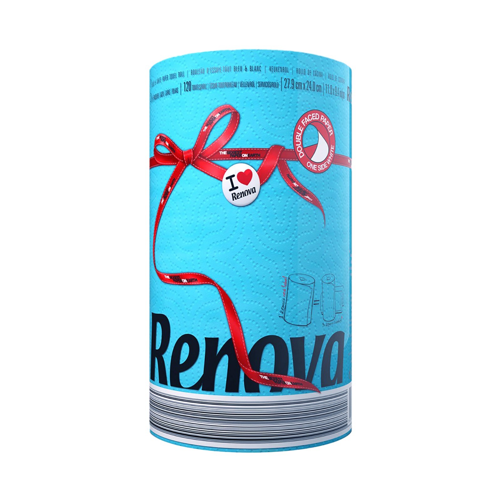 Renova Colored Paper Towels – Jumbo Roll, 2 Ply, 120 Highly Absorbent Sheets