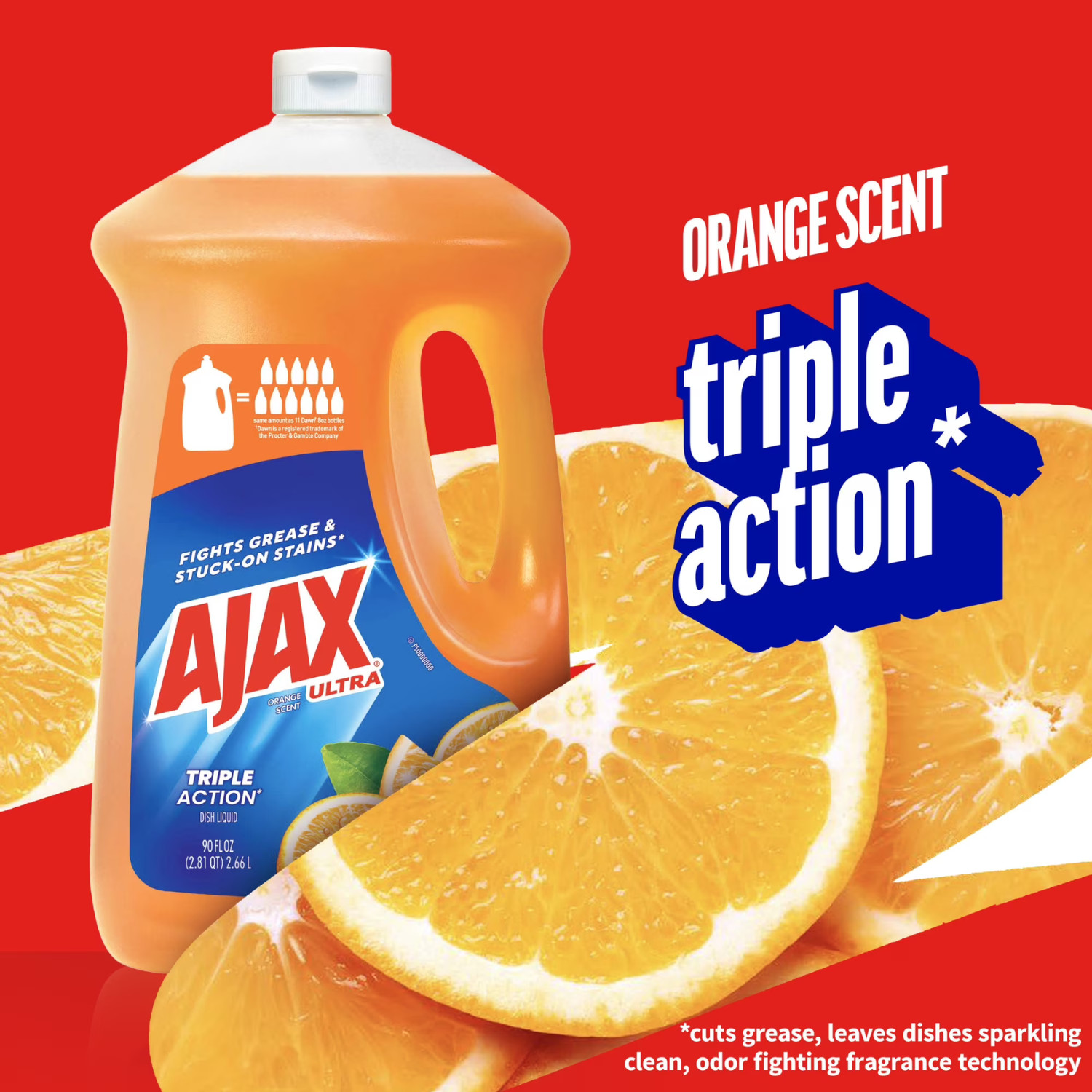 (5Pack) Ajax Ultra Liquid Dish Soap Orange Scent, Triple Action, 90 fl oz Bottle
