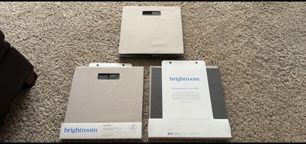 Three PC Set of Brightroom Fabric Storage Bins 13 Inches