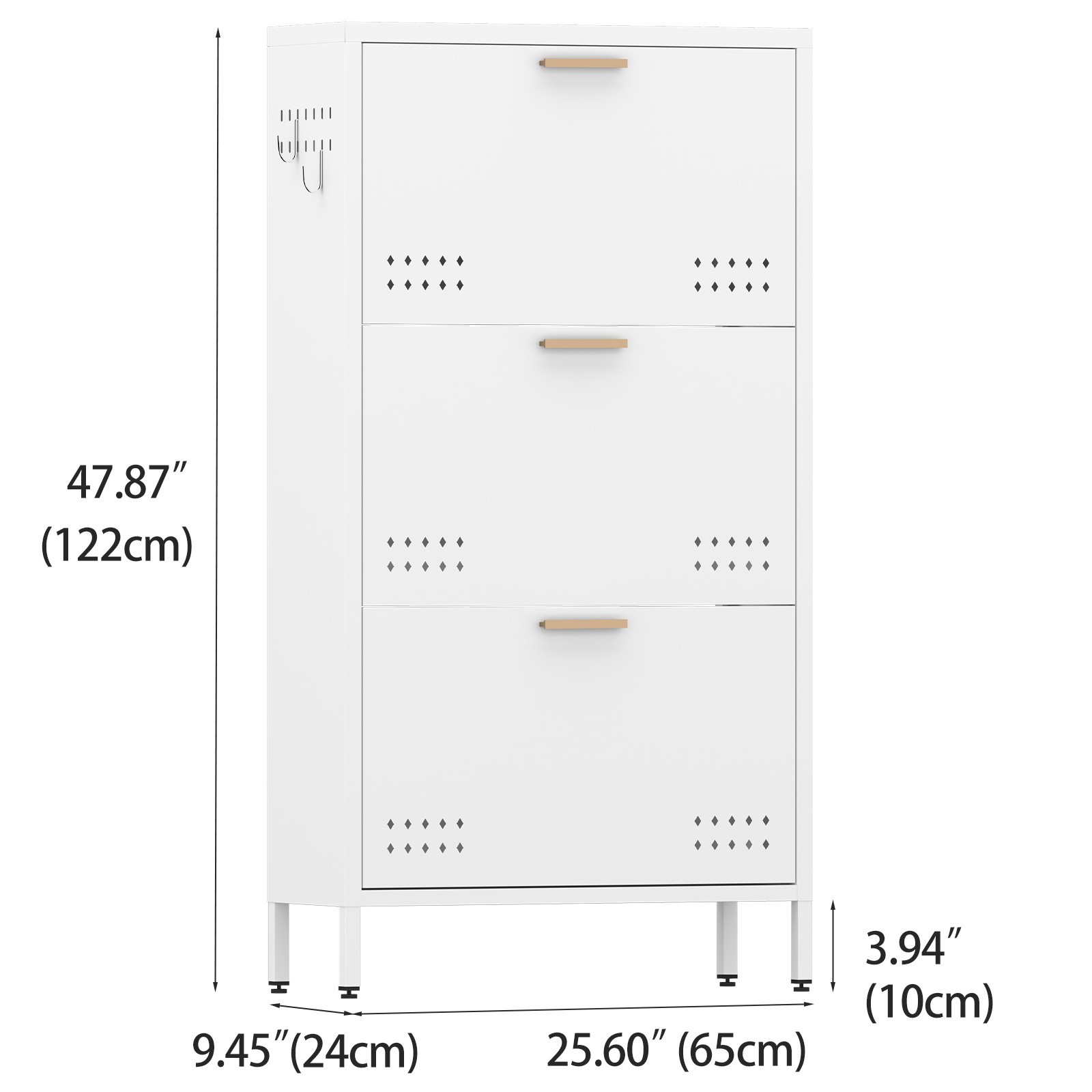 Shoe Cabinet with 3 Flip Drawers, Hidden Metal Shoe Cabinet for Entryway Hallway