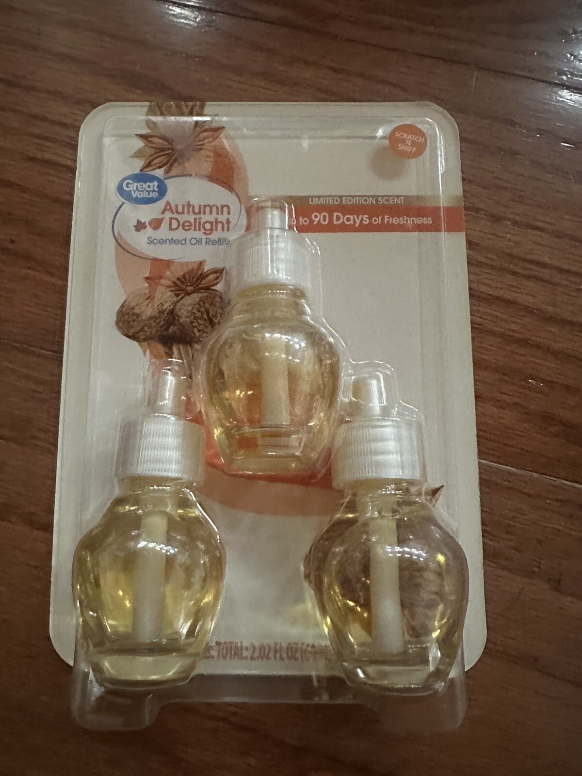 Great Value”Autumn Delight” Scented Oil Refills;3 pack;Limited Ed. 90-day Supply