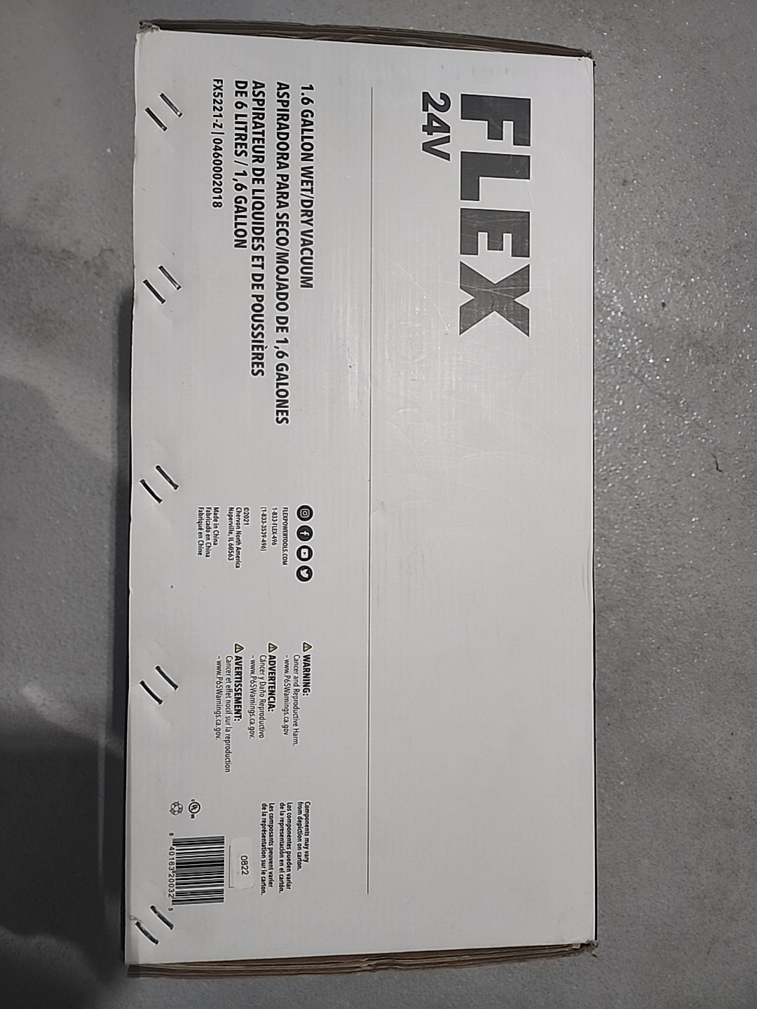 Flex FX5221-Z 24V 1.6 Gallon Cordless Wet/Dry Vacuum NEW