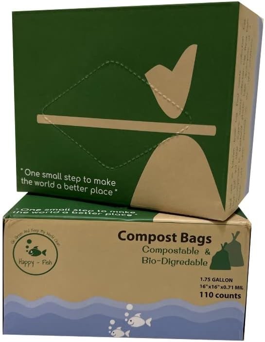 1.75-gallon 6.6L Compostable Extra-Thick Countertop Waste Bin Bags Unscented