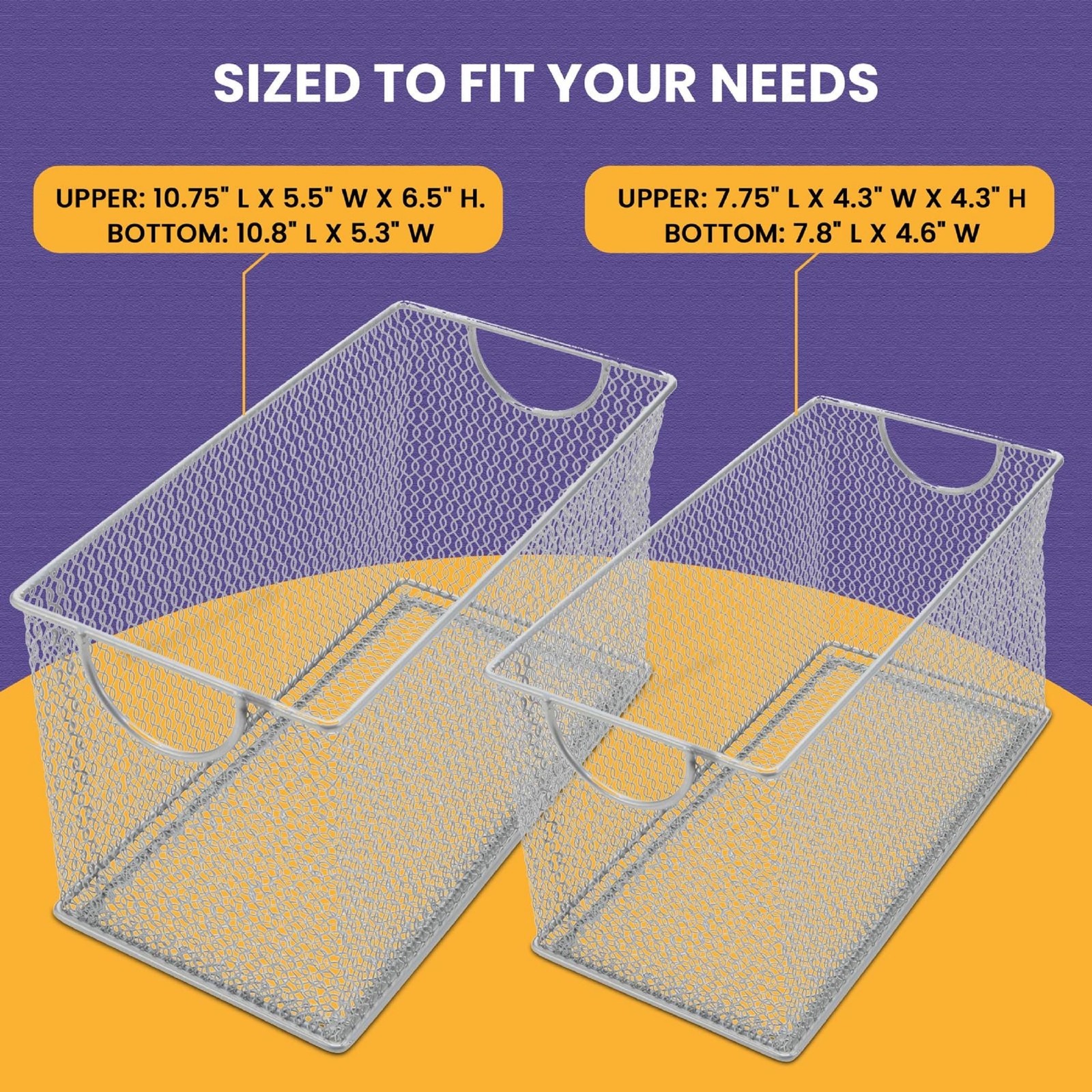 Mesh Storage Box 7.75×4.3×4.3 Silver – Stainless Steel for Organizing Office