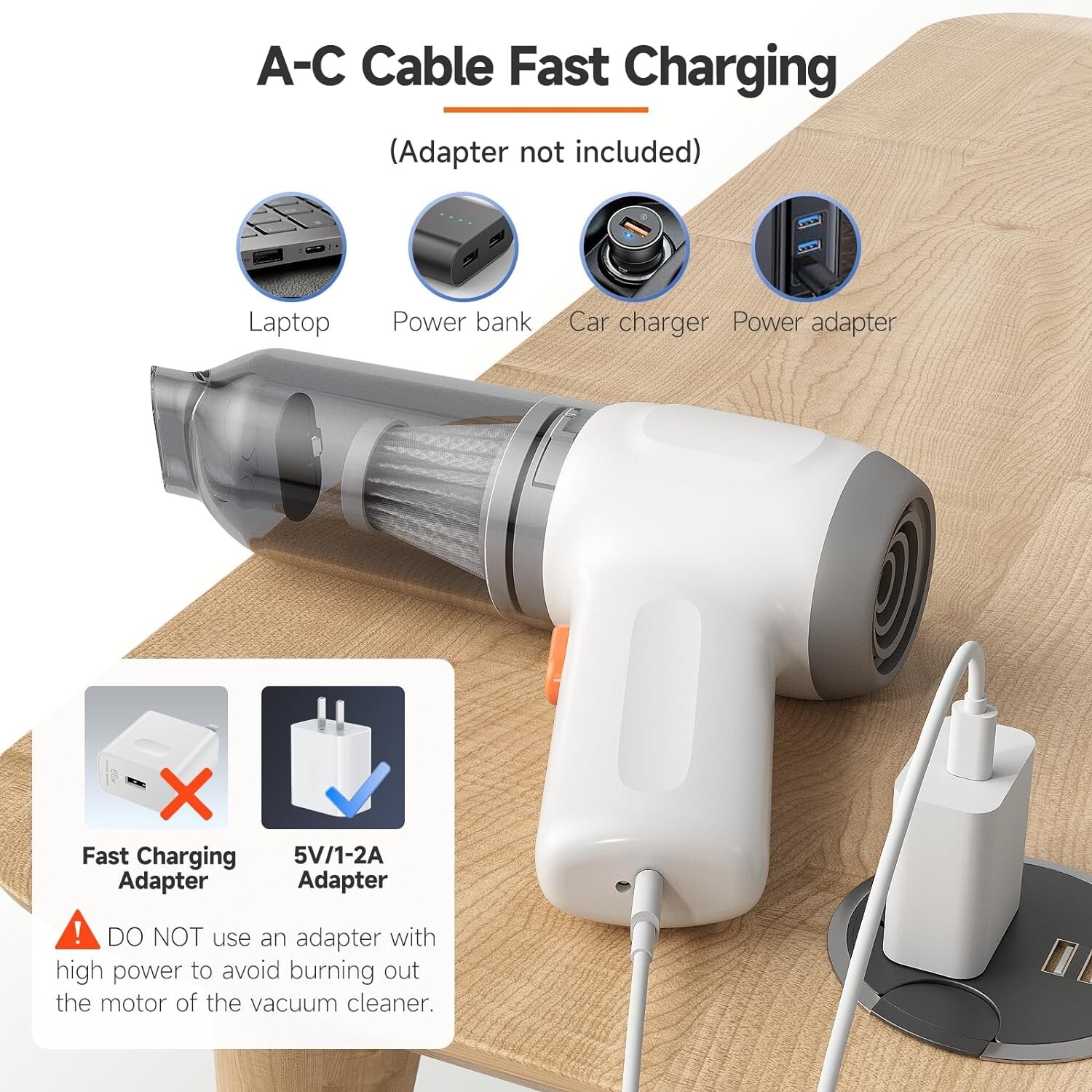8000Pa Handheld Vacuum Dust Buster – 3-in-1 Blower & Pump for Car Cleaning