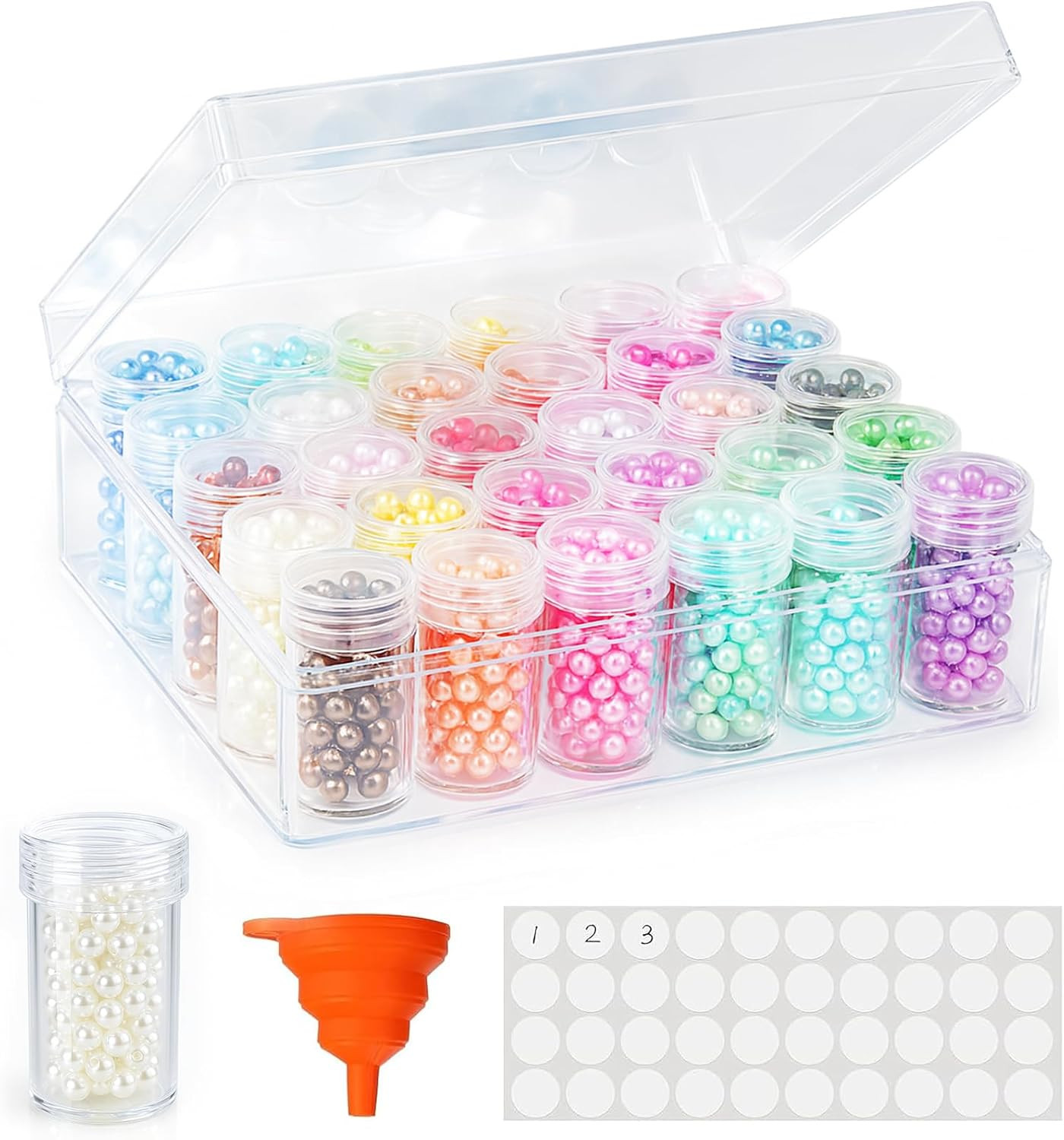 Embroidery Diamond Storage Box, 30PCS Big Clear Plastic Bead Containers with Sil