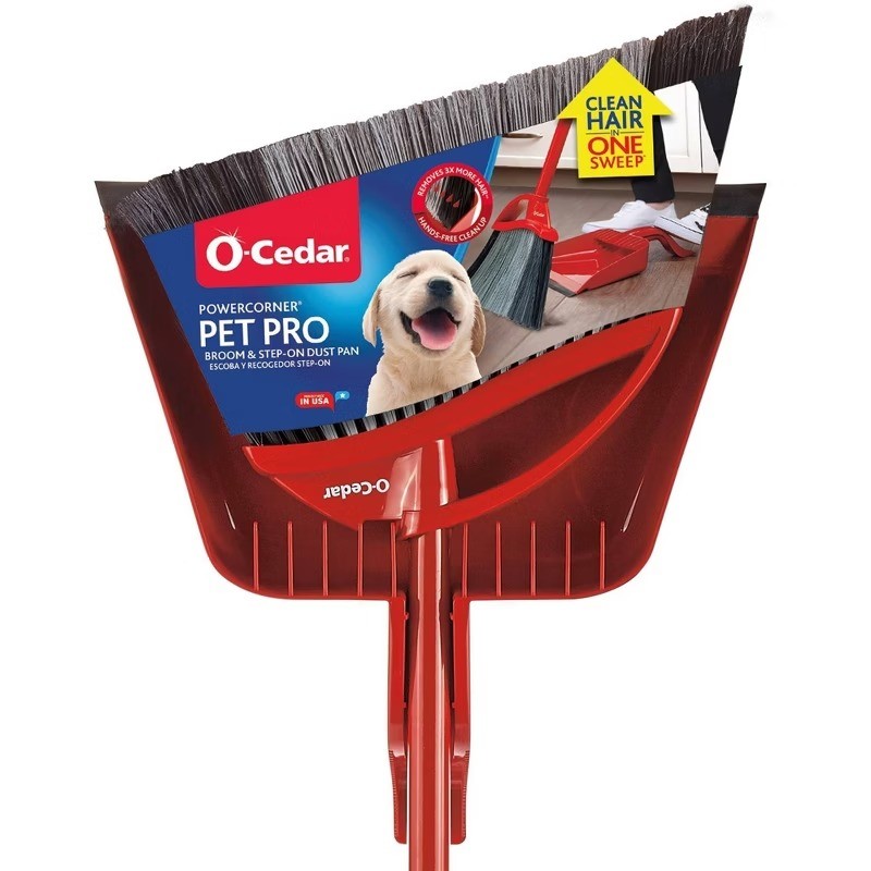 PowerCorner Pet Pro Assembled Broom with Step-On Dustpan