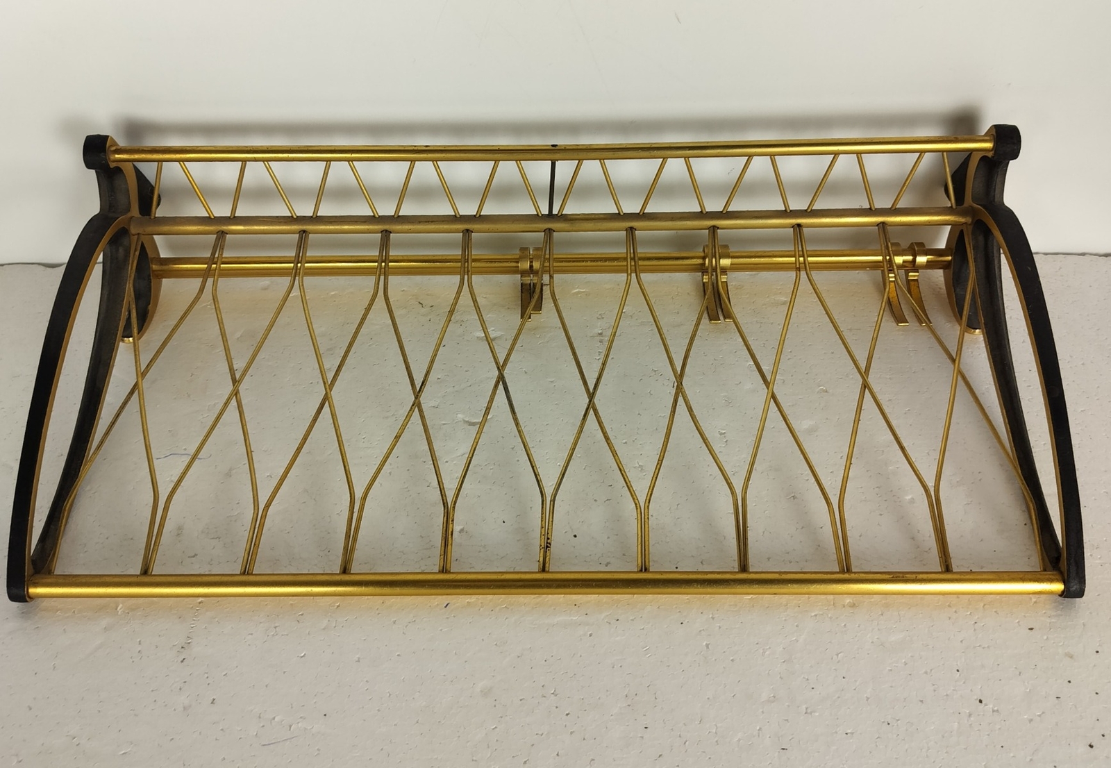 Small Funky Gold Vintage Mid Century Chrome Coat Hat Rack Railroad Pop Art Moder