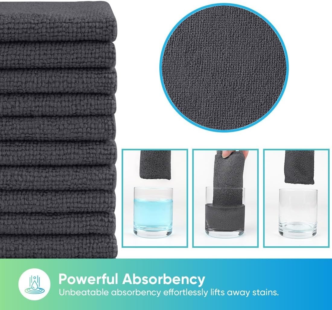 Super Absorbent Microfiber Cleaning Rags, 10 Count for Home and Vehicle Cleaning