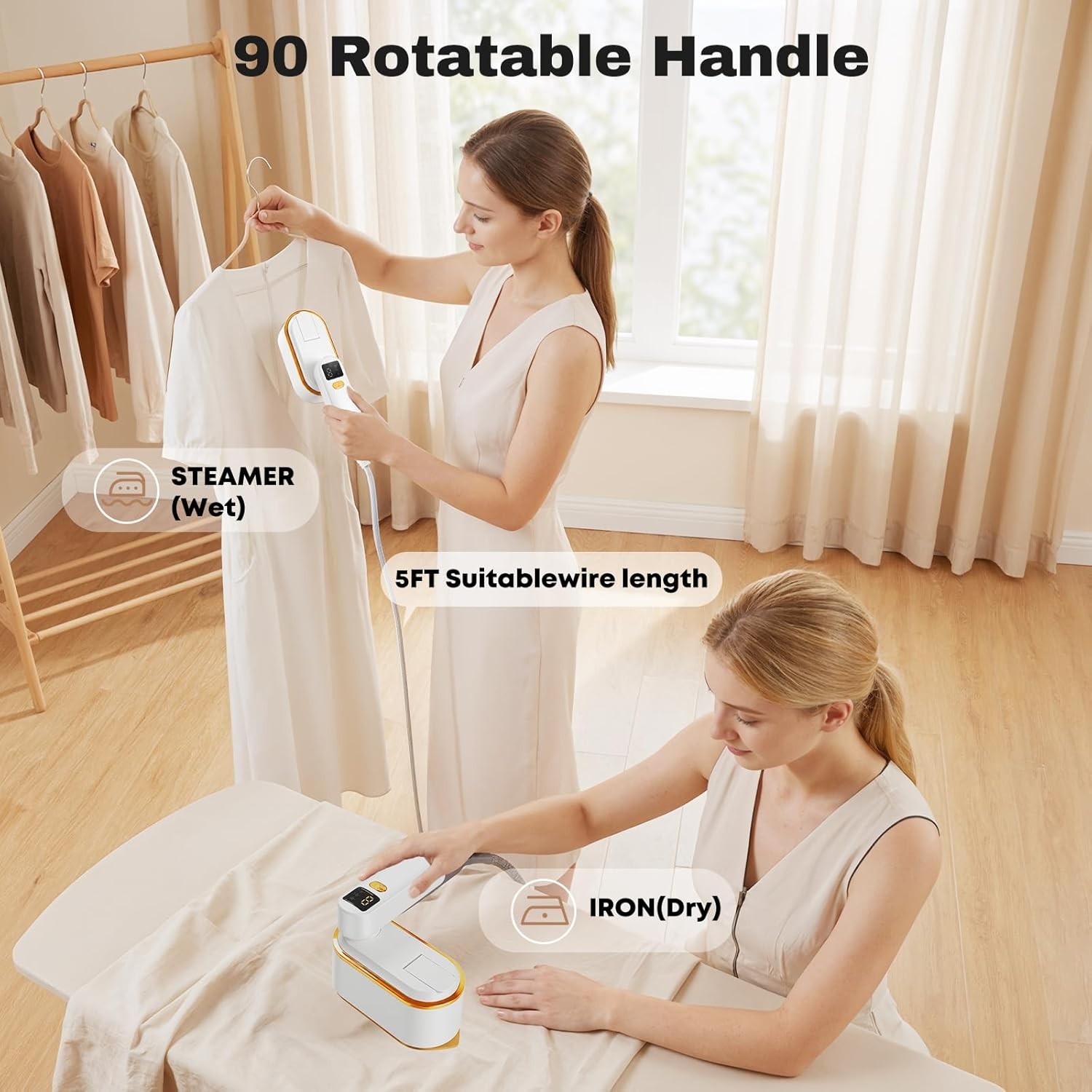 Garment Steamer & Iron for Clothes,10s Fast Heat-up 1200W Portable Handheld