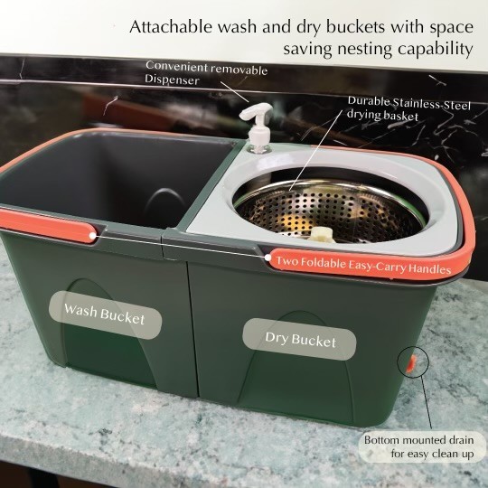 Easy Spin Microfiber Spin Mop and Bucket Set with Handle