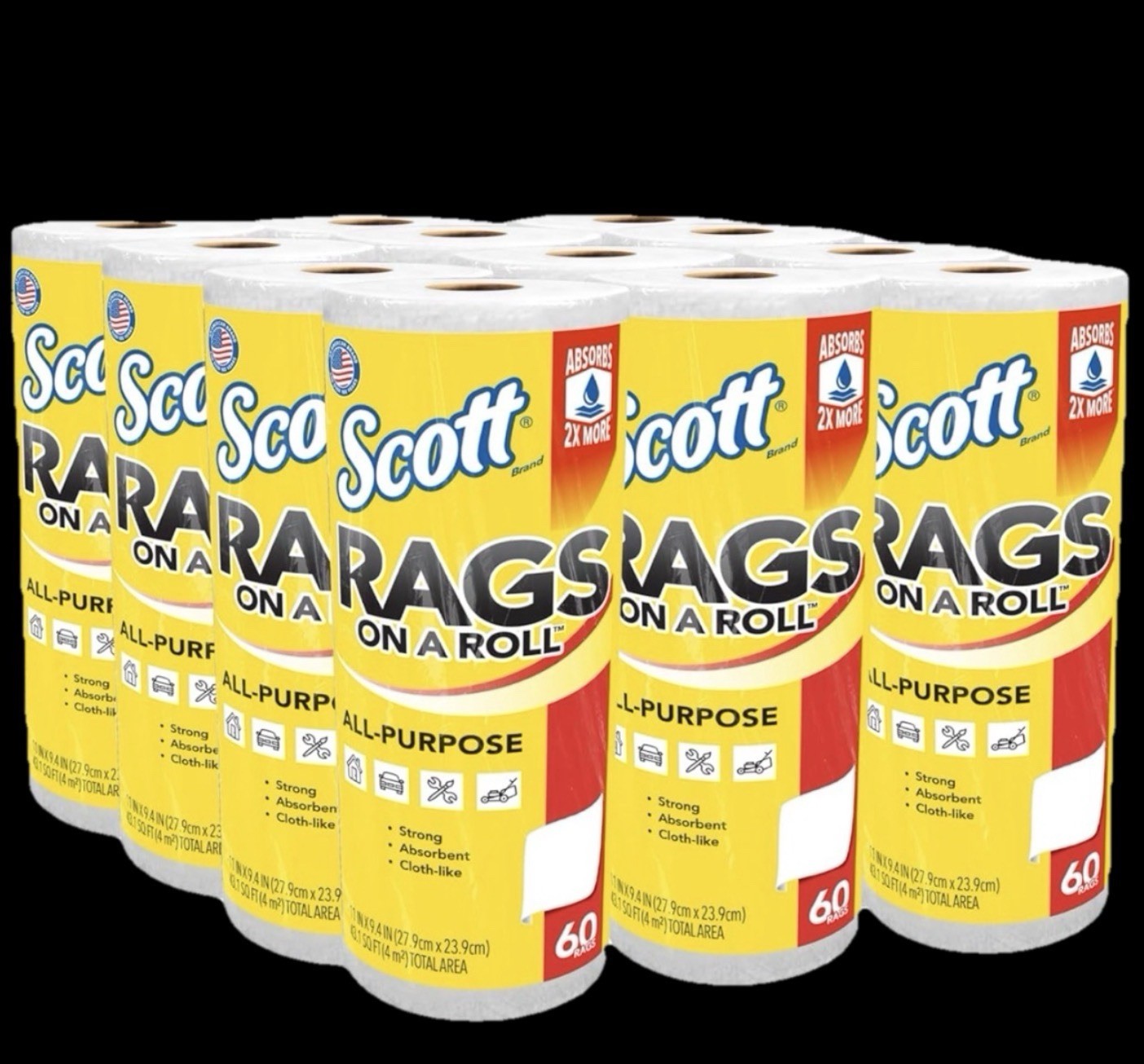 Scott® Rags On A Roll™ All-Purpose Towels ~ 12 Rolls 720 Total Sheets ~ 11”x9.4”