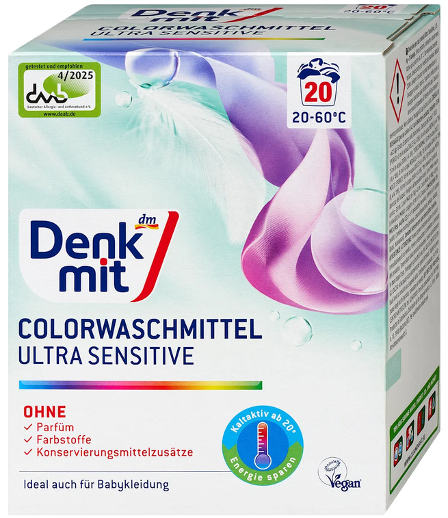 10 x 1.35kg Denkmit Color detergent powder Ultra Sensitive