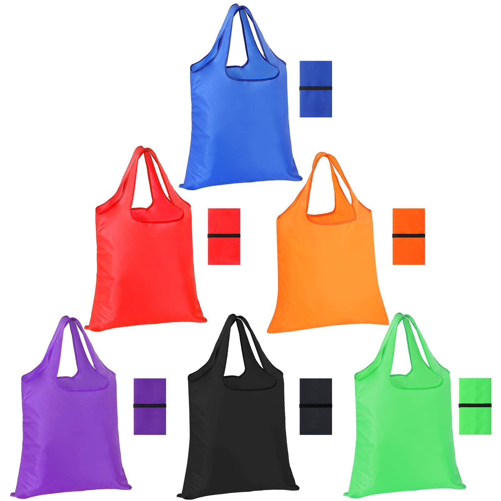 6 Pack Reusable Grocery Bags Washable Foldable Shopping Bags Colorful Large F…