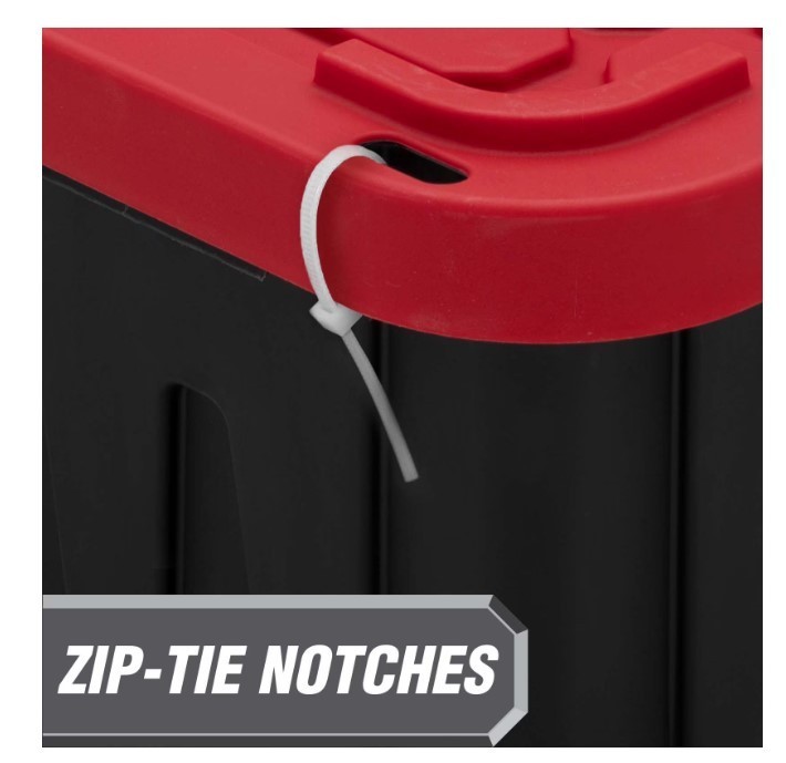 4 Pack Hyper Tough 27 Gal Storage Tote Snap Lid Container Red Lid