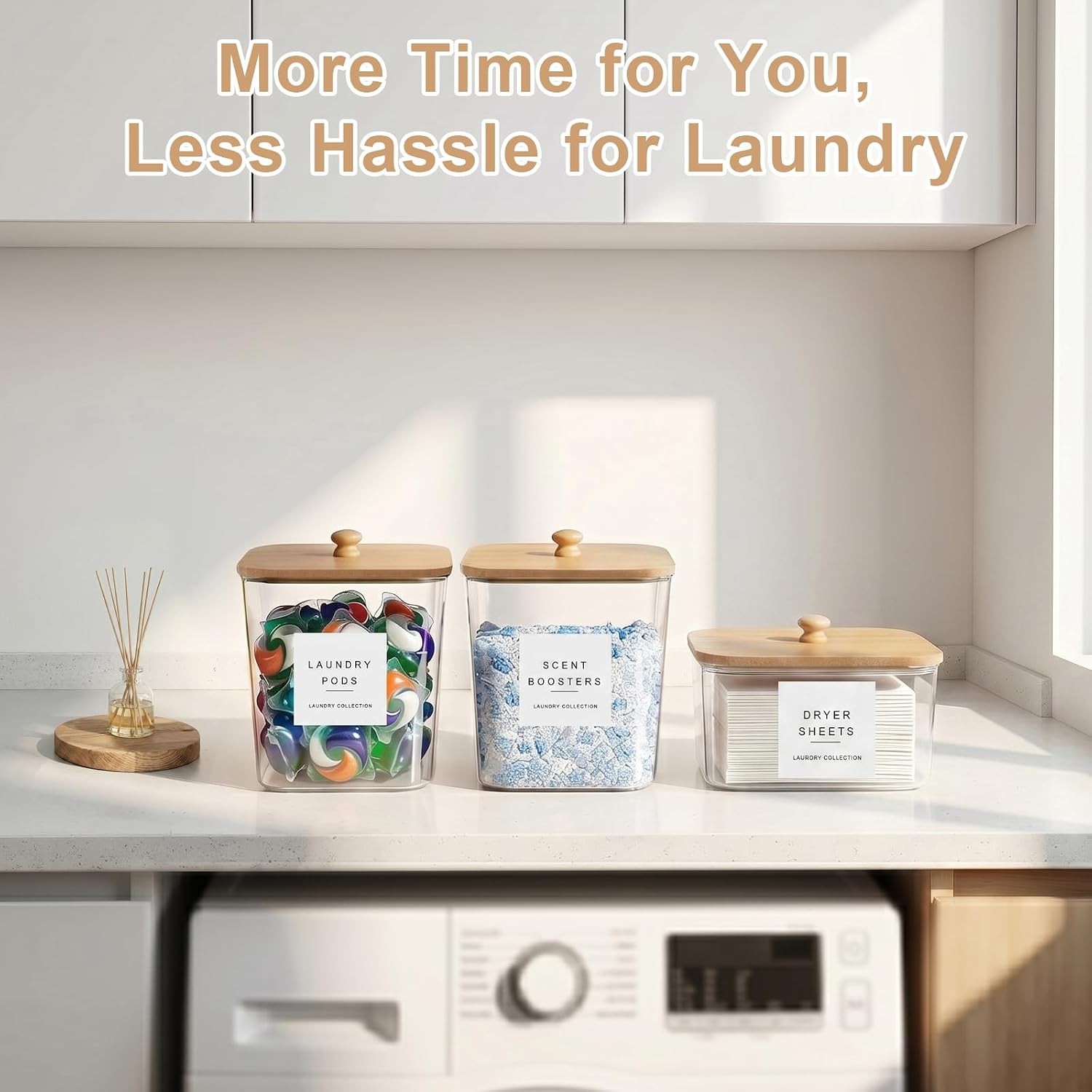 3 Pack Laundry Pod Containers and Dryer Sheet Holder, Laundry Room Organization