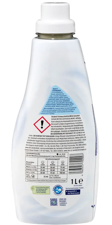 10 x 1L Denkmit Fine detergent White sensation liquid, 40 Wl