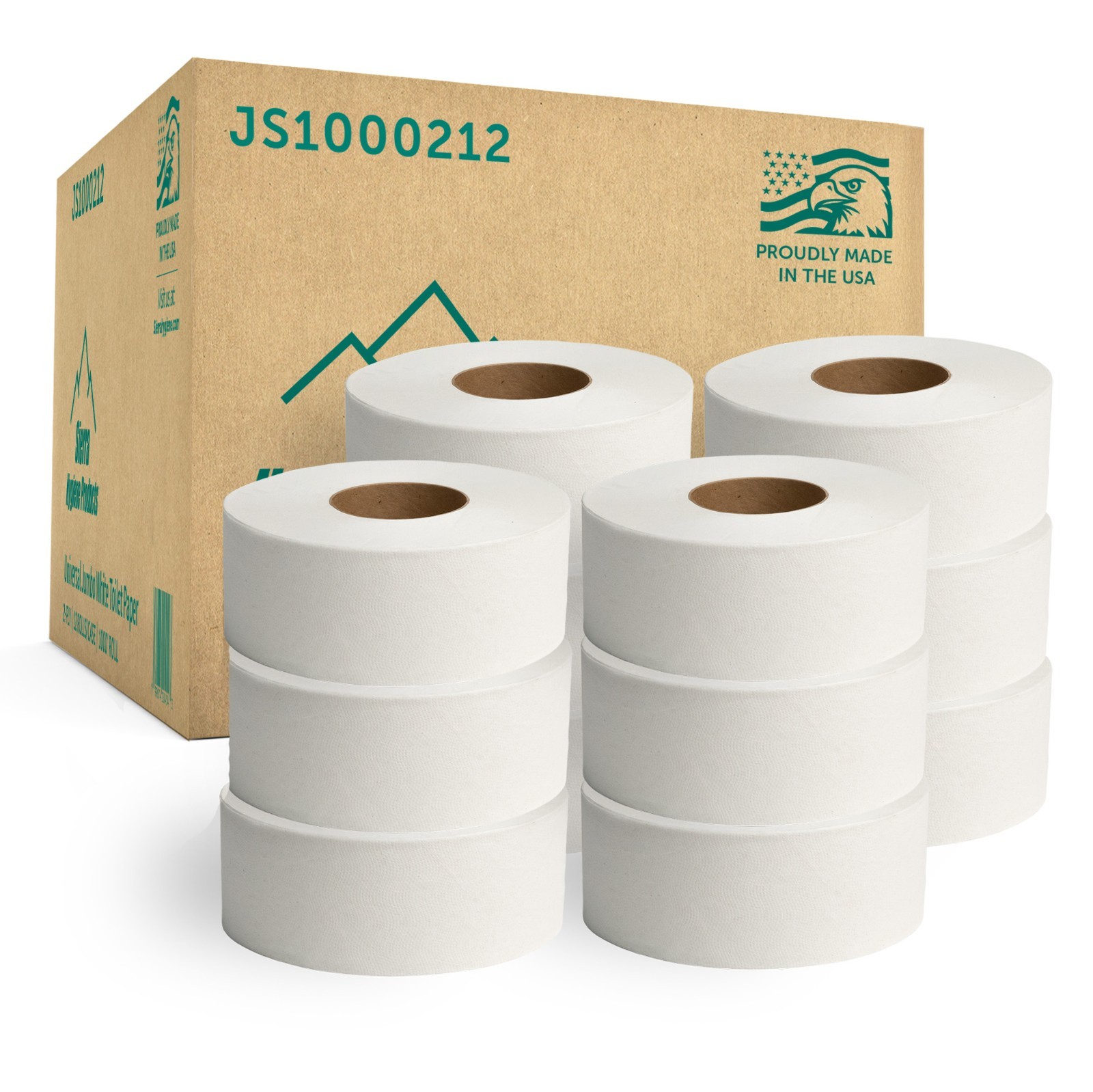 Sierra Hygiene 2-Ply Jumbo Universal Toilet Paper Rolls, 1000′ per roll, 12/Case