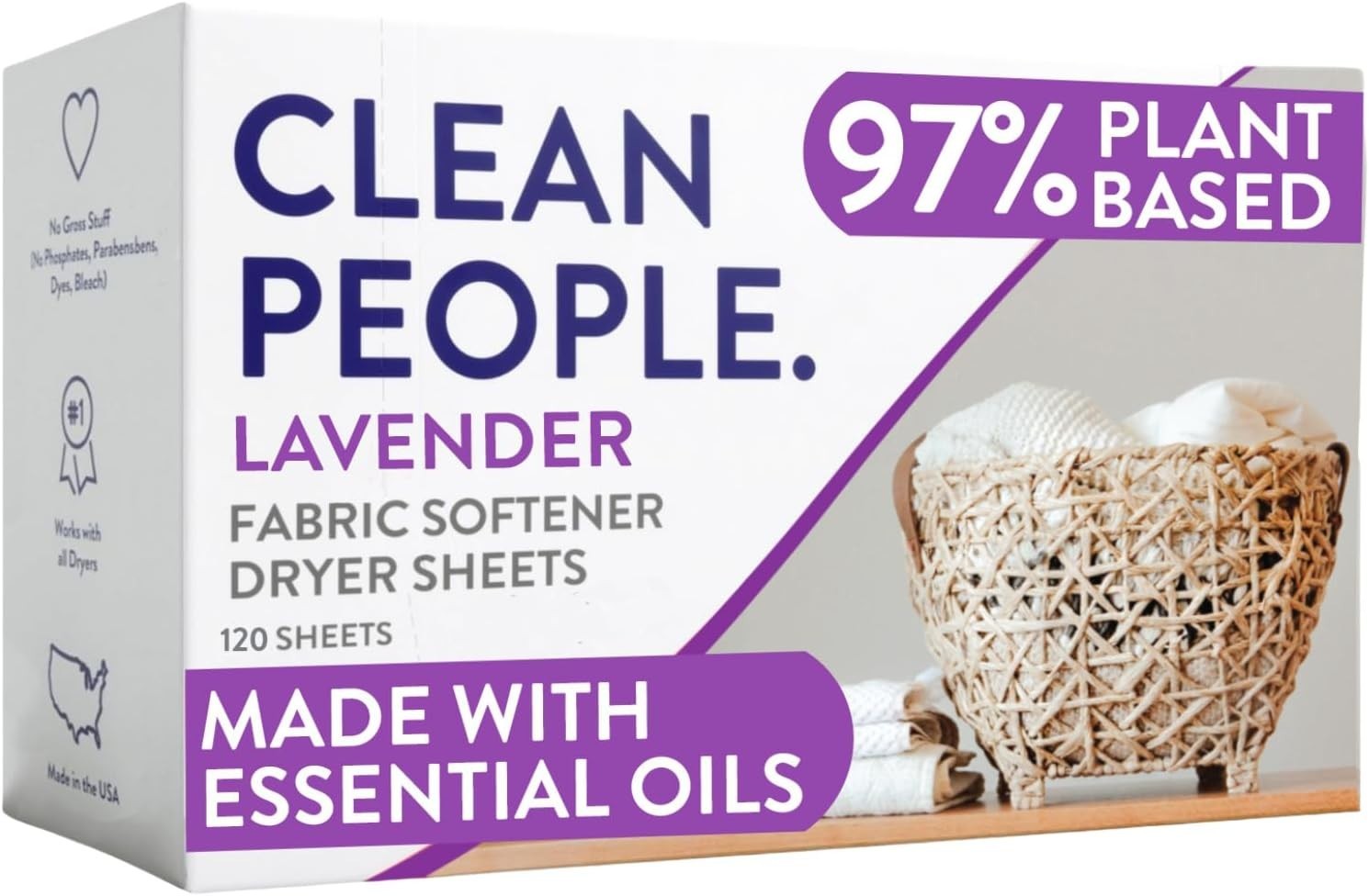 Lavender Fabric Softener Sheets – 120 Count for Soft, Static-Free Laundry