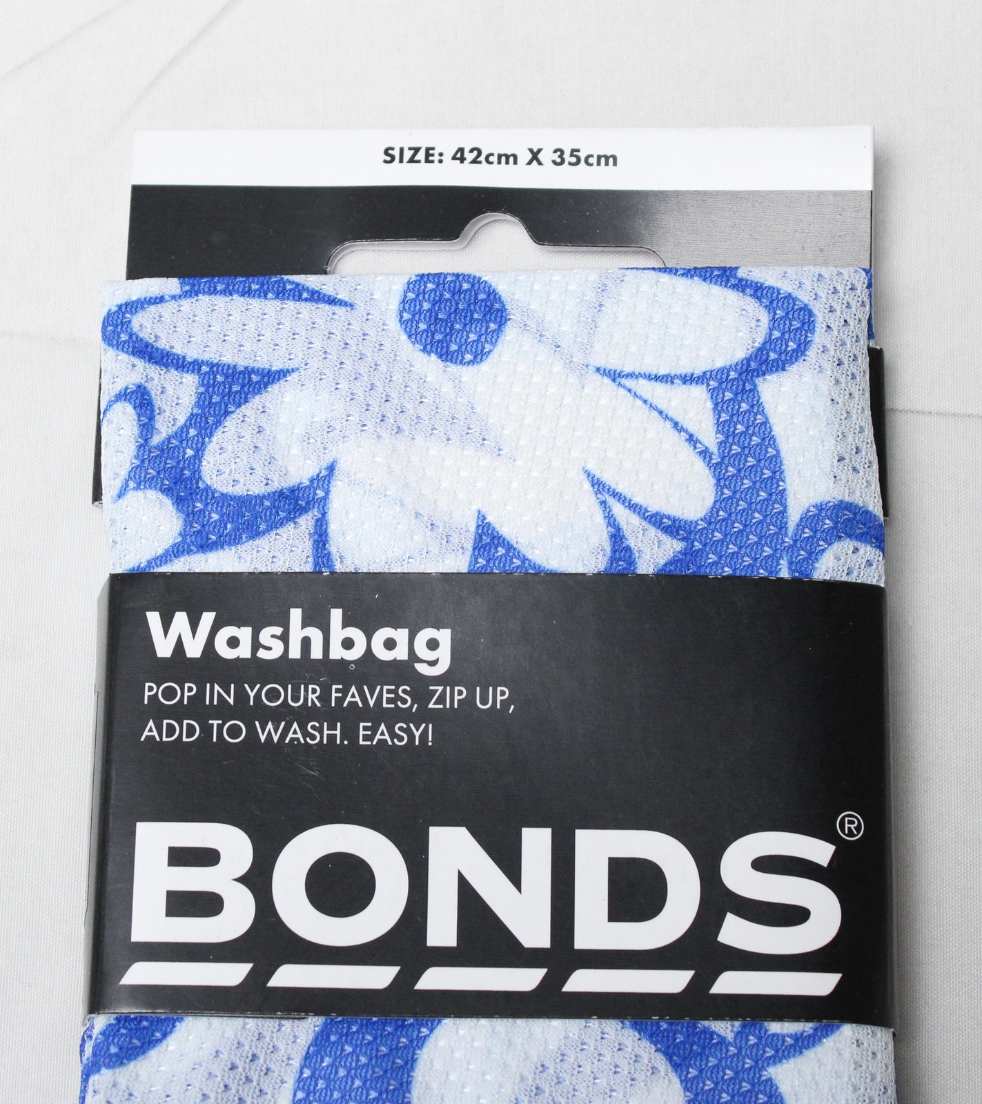 Bonds Unisex Adult’s Mesh Zip Washbag JW7 Blue/White Size 42cmX35cm NWT