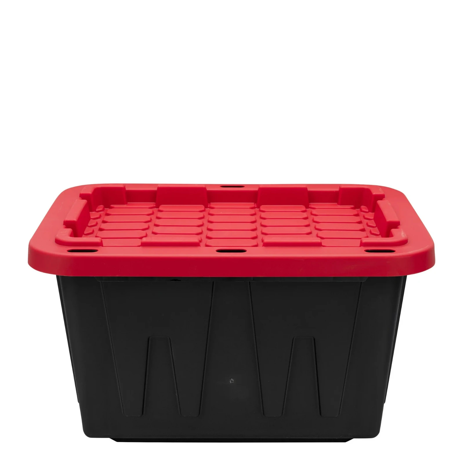 (Pack of 4) Hyper Tough 12 Gallon Small Storage Bin with Snap Lid, Black and Red