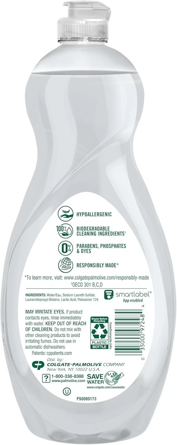 Palmolive Ultra Dishwashing Liquid Dish Soap, Pure+Clear Fragrance Free – 32.5oz