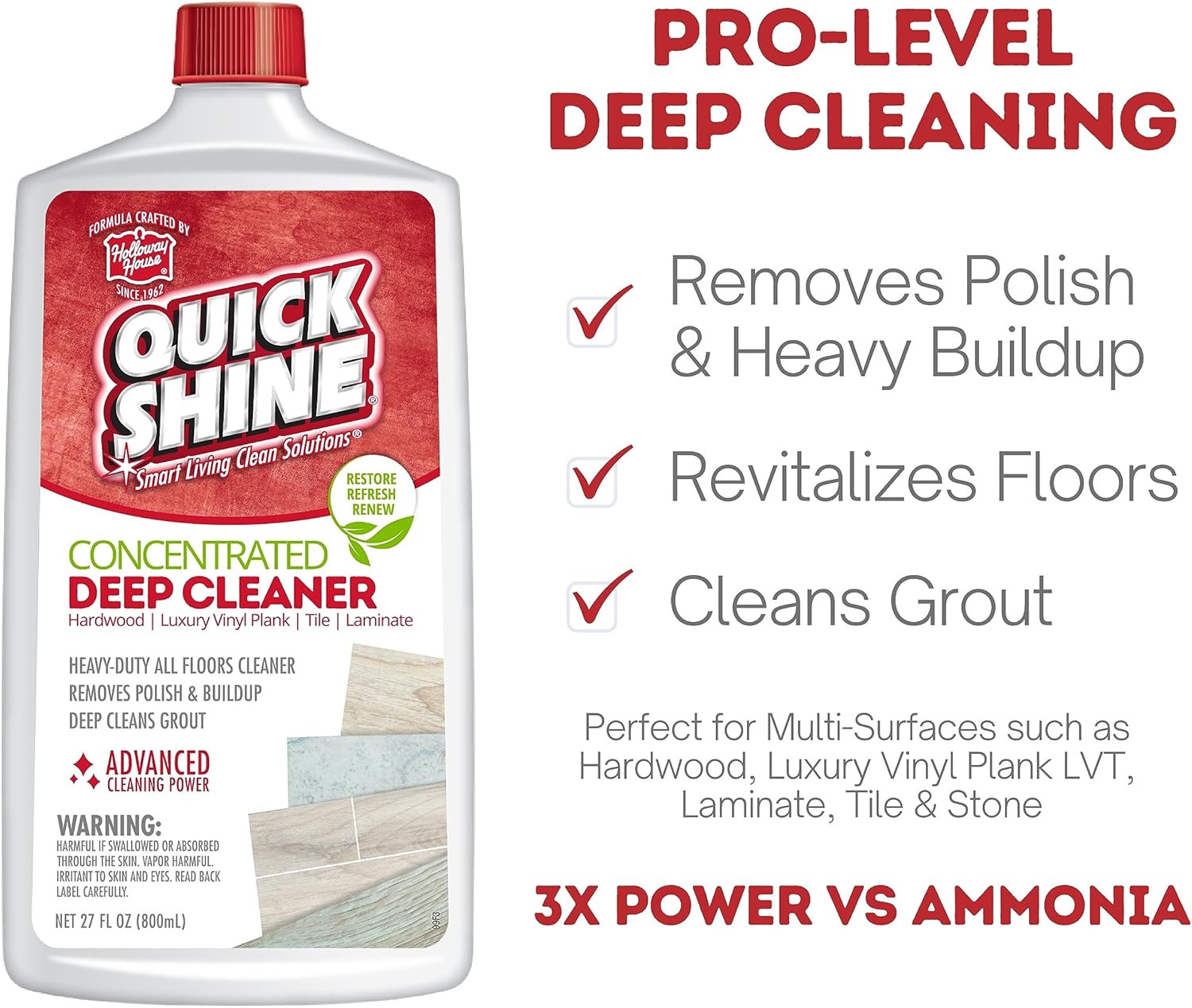 Multi Surface Deep Floor Cleaner and Wax Remover 27Fl Oz,(Pack of 2) Removes Wax