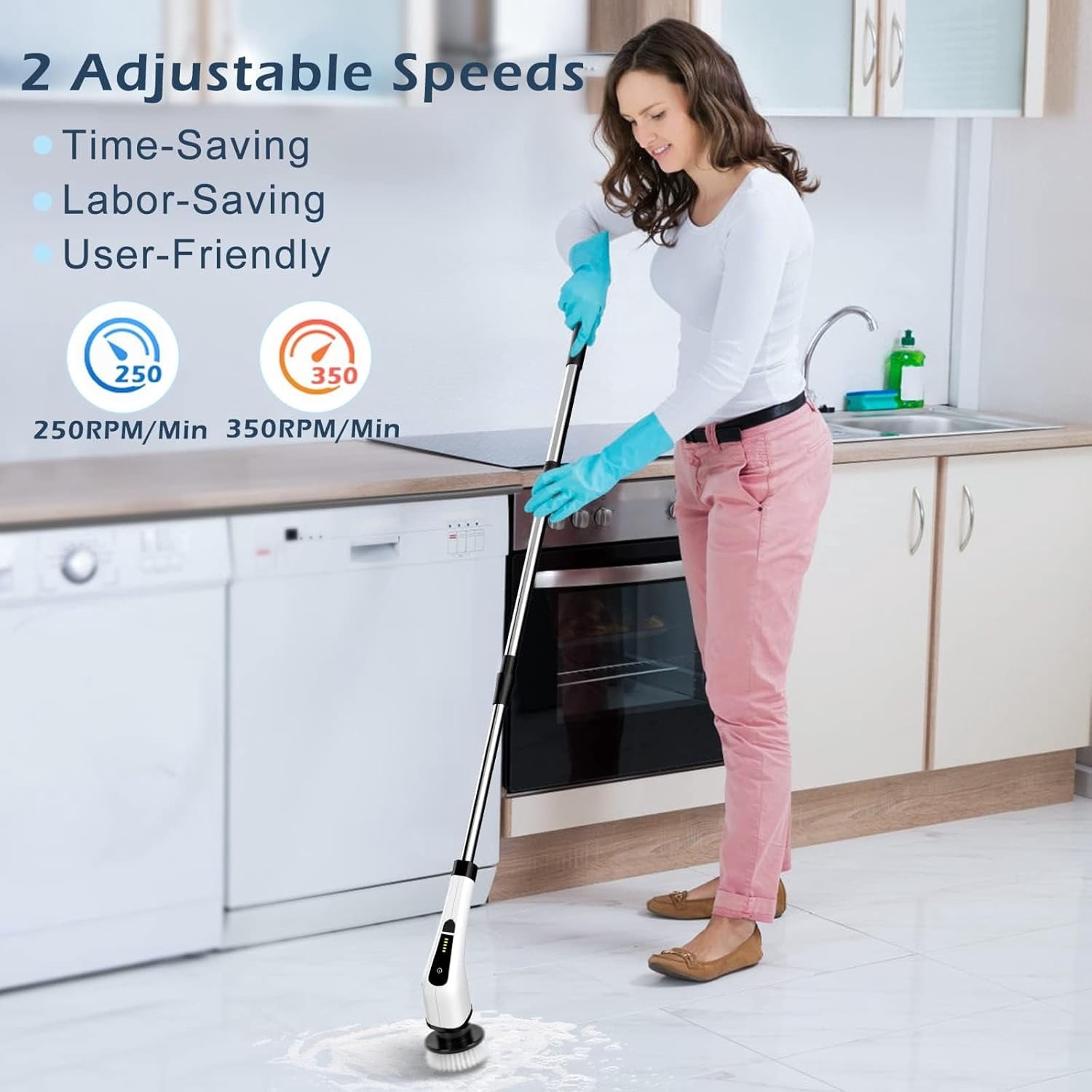 Cordless Electric Spin Scrubber 9 Heads Rechargeable Bathroom Tub Tile Floor