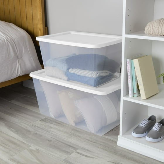 Sterilite, 58 Quart Clear Storage Bin, Snap-on Lid Storage Container, with Lid