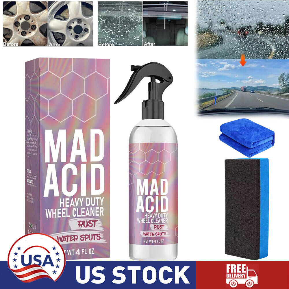 Mad Acid- Glass Cleaner, Heavy-Duty Wheel Cleaner, Water Spot Remover for Cars