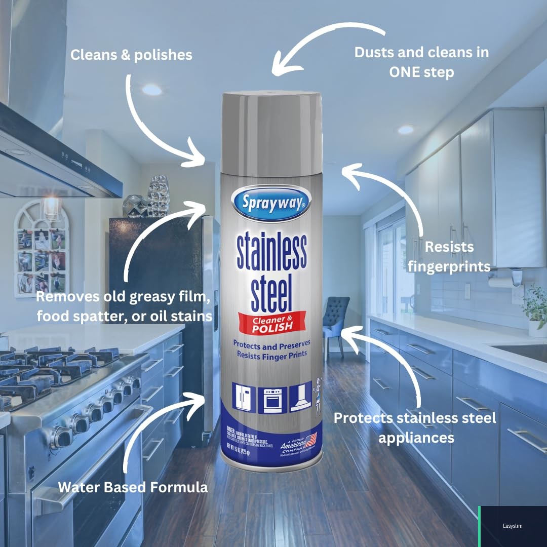 Stainless Steel Cleaner, Water-Based, 15 Fl Oz, Non-Streak, No Drip