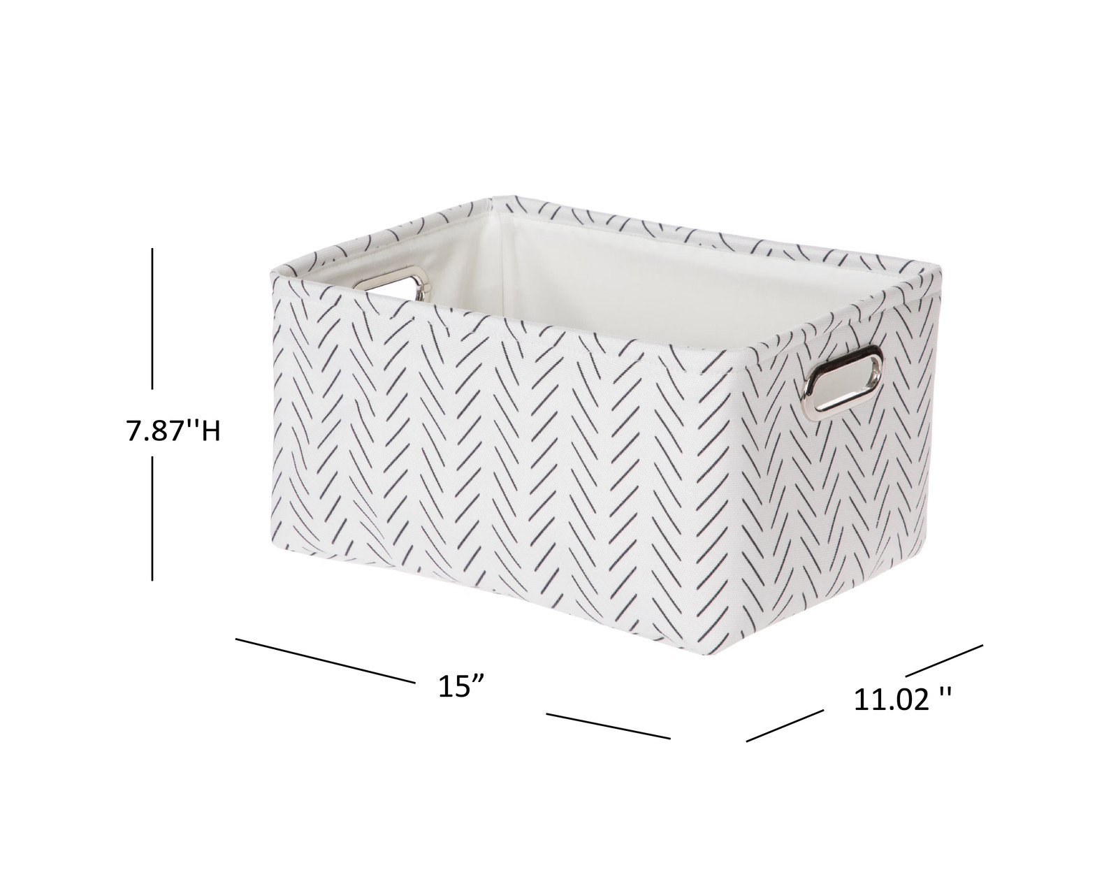 Black and White Lines Canvas Fabric Decorative Storage Basket with Handles, 15