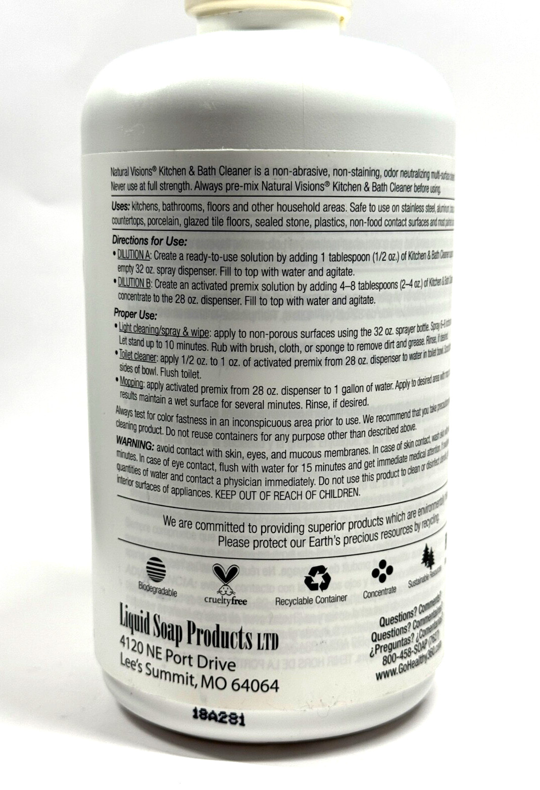 NATURAL VISIONS KITCHEN AND BATH CLEANER SUPER CONCENTRATE PINE 1 LITER