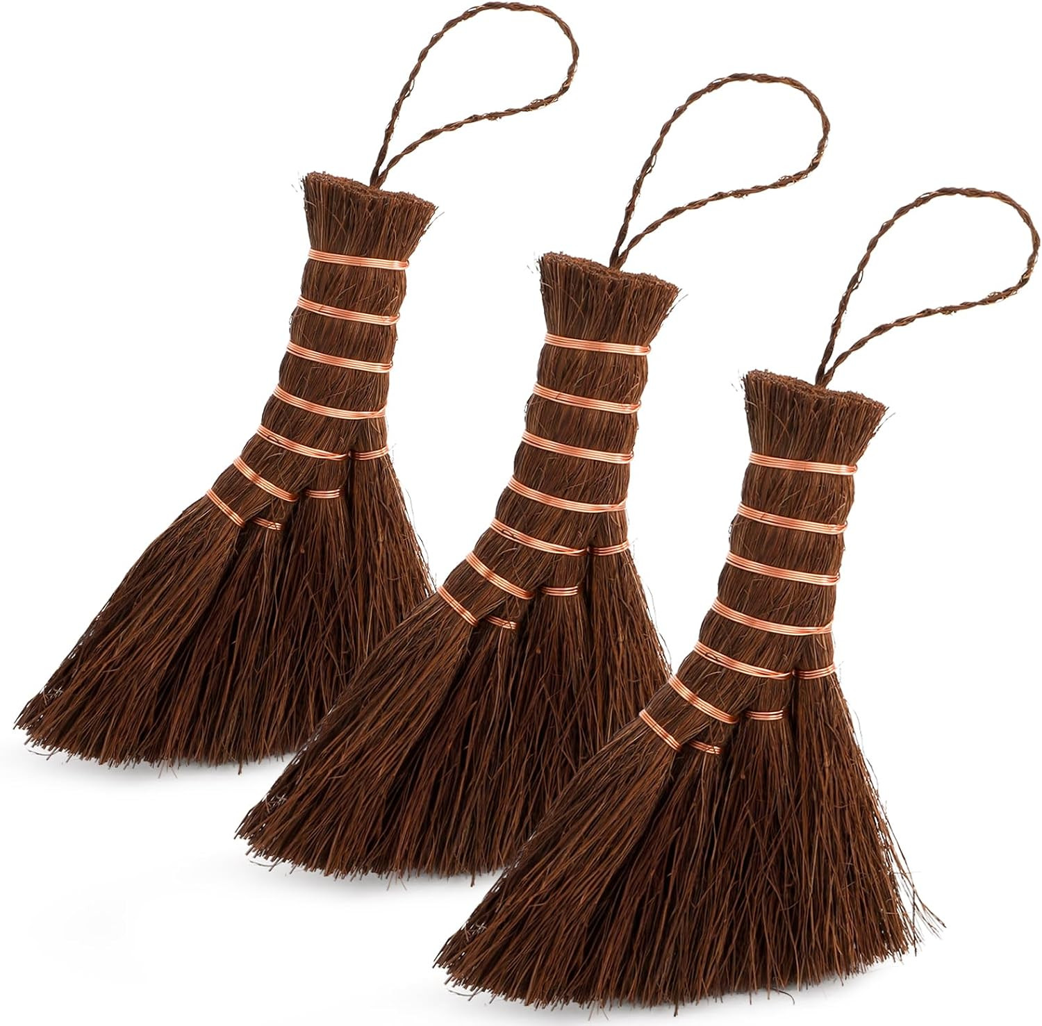 3 Pack Bonsai Broom Brush, Natural Straw Broom with Embroidery Nylon