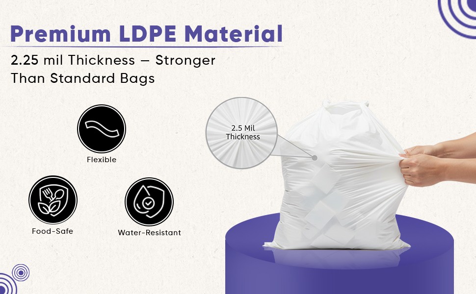 2.25 Mil Reusable Plastic Grocery Bags | PACK OF 200 – 12″ x 7″ x 22″ Thick 55