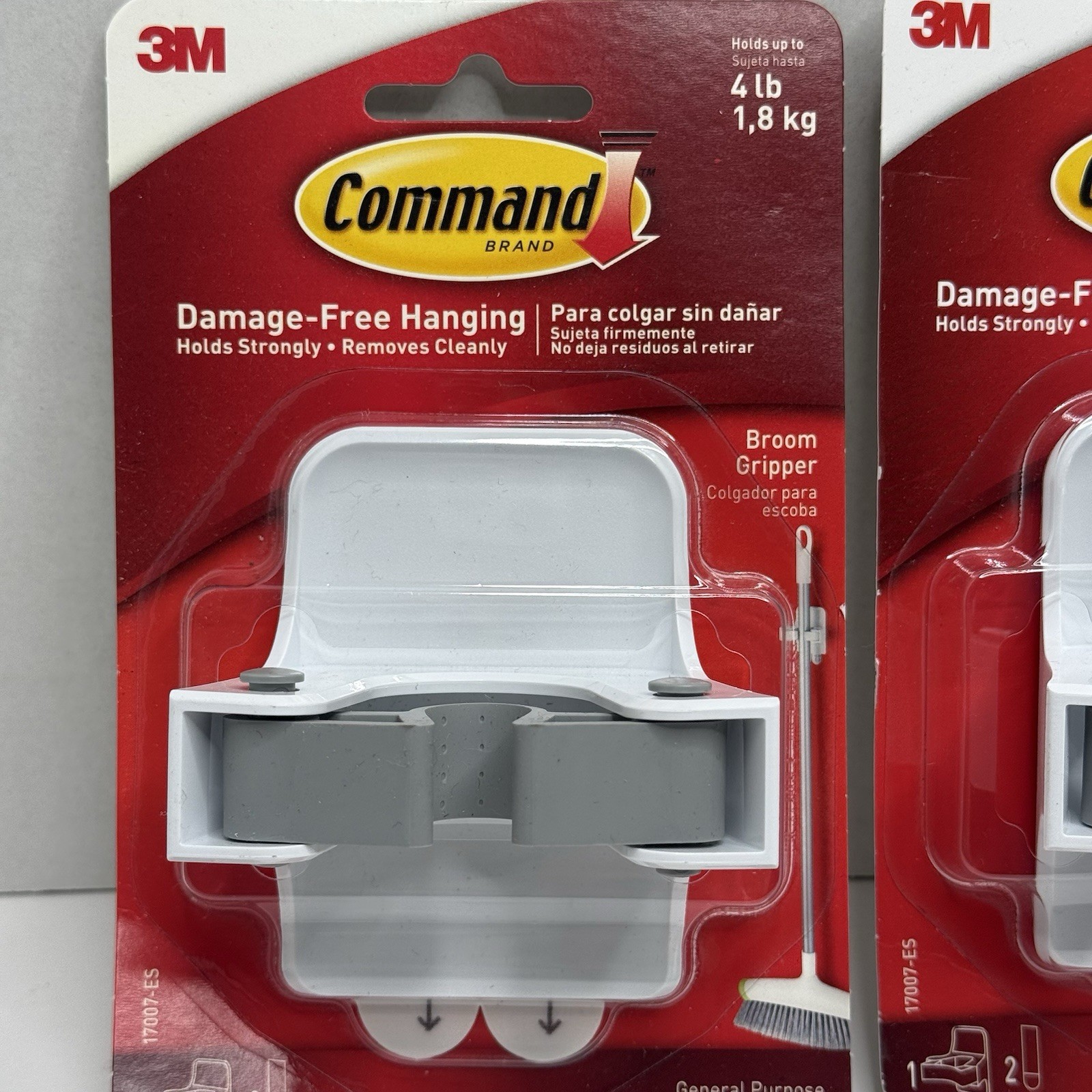 3M Command Broom Gripper Wall Holder Hook 2 Pack 4 lb Damage Free