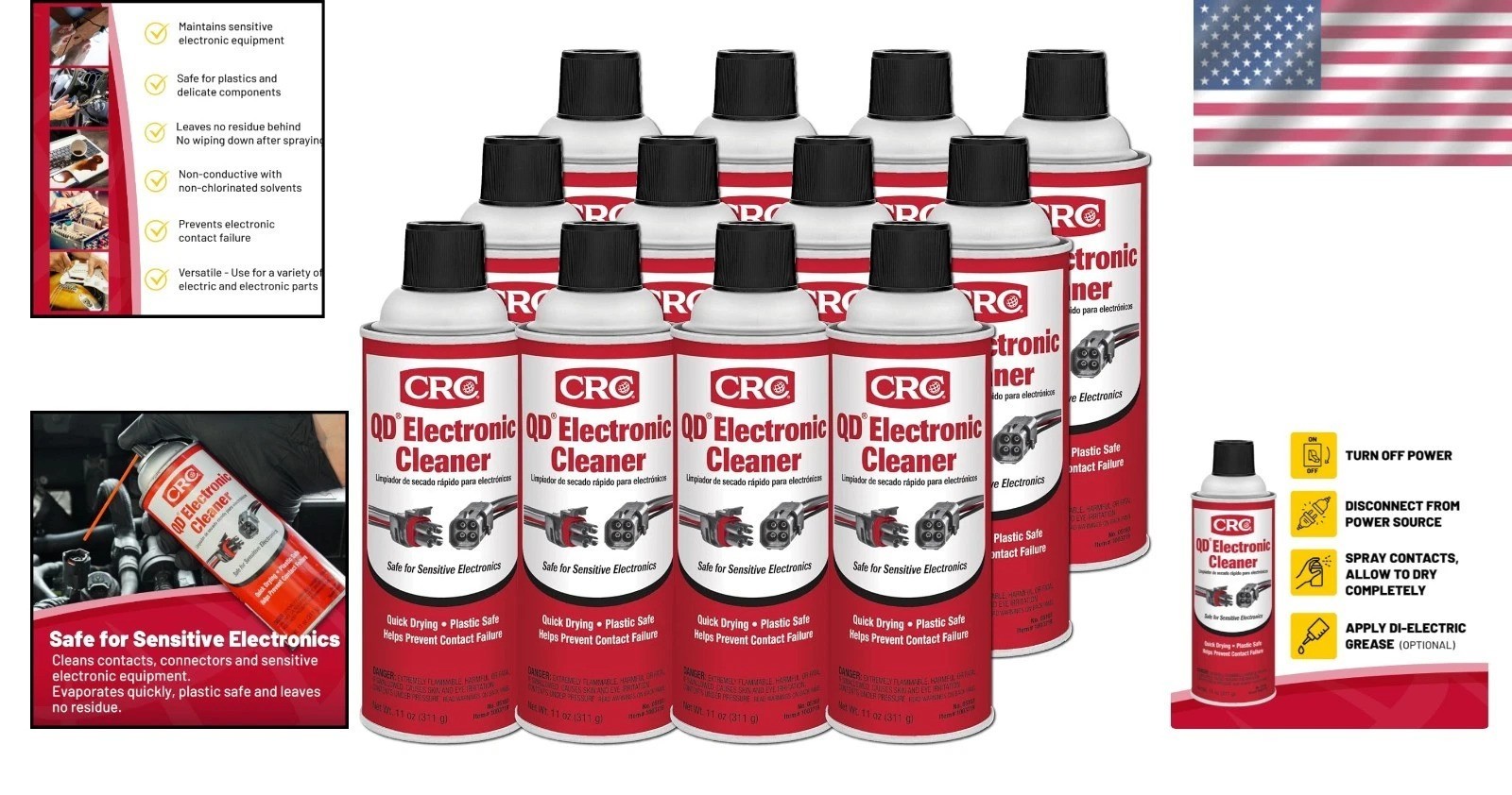 Crc 5103 Quick Dry Electronic Cleaner – 12 Pack (11 oz Each)