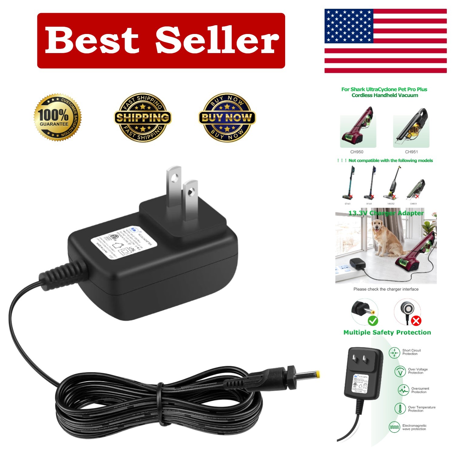Replacement Charger for Shark Cordless Vacuum CH950 CH950C CH951 CH951C CH955…