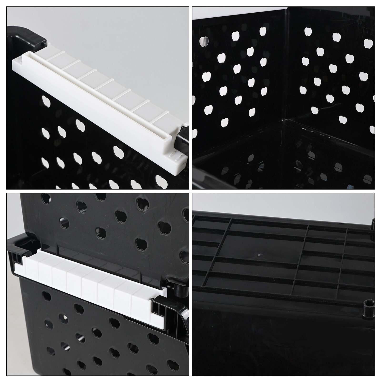 4 Packs Stackable Storage Basket Bin, Plastic Kitchen Storage Baskets, Black